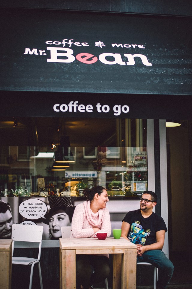 Khalid and Najat Gaddur in front of Mr. Bean