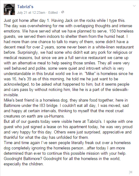 Homeless Restaurant Week